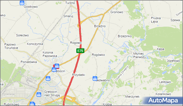 mapa Rogówko gmina Lubicz, Rogówko gmina Lubicz na mapie Targeo