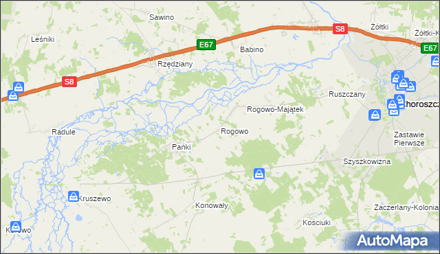 mapa Rogowo gmina Choroszcz, Rogowo gmina Choroszcz na mapie Targeo
