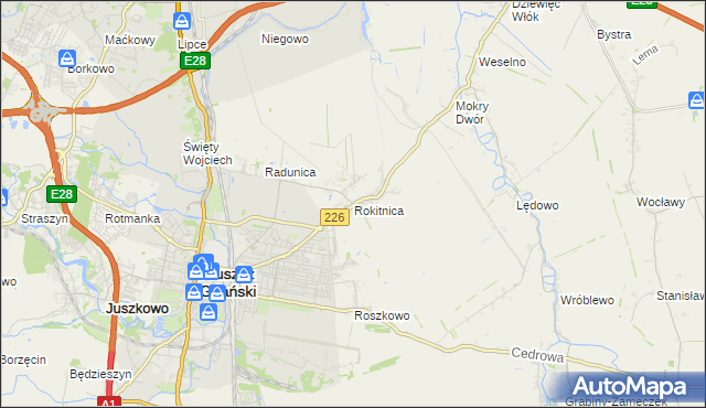 mapa Rokitnica gmina Pruszcz Gdański, Rokitnica gmina Pruszcz Gdański na mapie Targeo