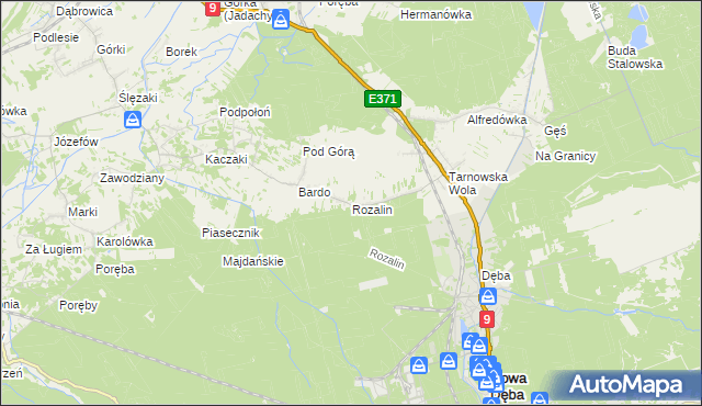 mapa Rozalin gmina Nowa Dęba, Rozalin gmina Nowa Dęba na mapie Targeo