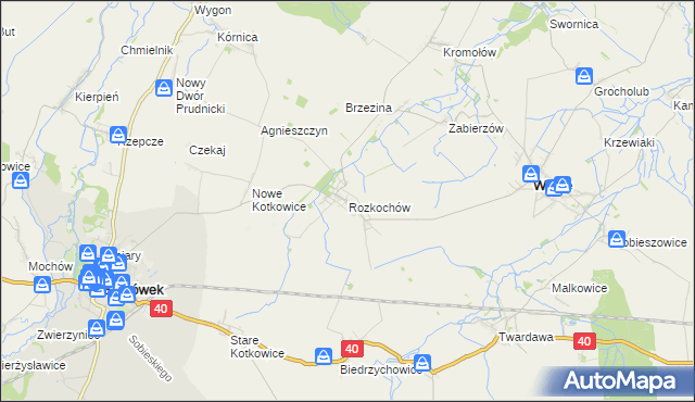 mapa Rozkochów gmina Walce, Rozkochów gmina Walce na mapie Targeo