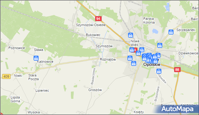 mapa Rożniątów, Rożniątów na mapie Targeo