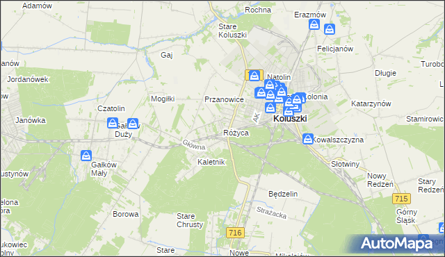 mapa Różyca, Różyca na mapie Targeo