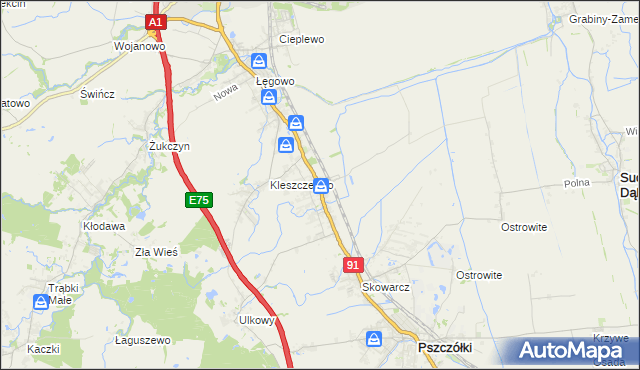 mapa Różyny, Różyny na mapie Targeo