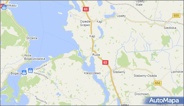 mapa Ruda gmina Miłki, Ruda gmina Miłki na mapie Targeo