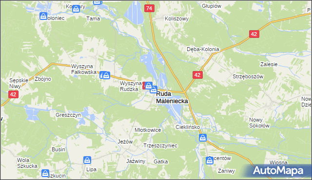 mapa Ruda Maleniecka, Ruda Maleniecka na mapie Targeo