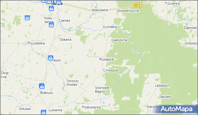 mapa Rudawka gmina Janów, Rudawka gmina Janów na mapie Targeo