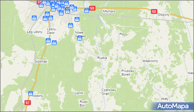 mapa Rudka gmina Szczytno, Rudka gmina Szczytno na mapie Targeo