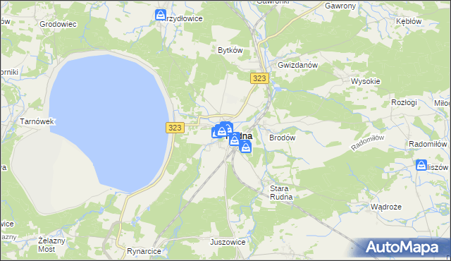 mapa Rudna powiat lubiński, Rudna powiat lubiński na mapie Targeo