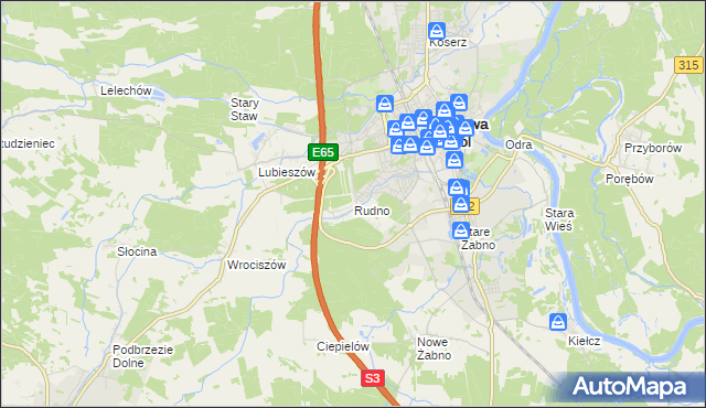 mapa Rudno gmina Nowa Sól, Rudno gmina Nowa Sól na mapie Targeo