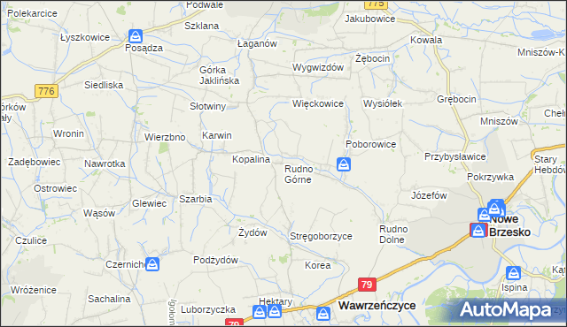 mapa Rudno Górne, Rudno Górne na mapie Targeo