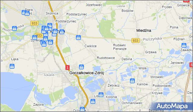 mapa Rudołtowice, Rudołtowice na mapie Targeo