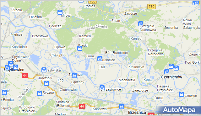 mapa Rusocice gmina Czernichów, Rusocice gmina Czernichów na mapie Targeo