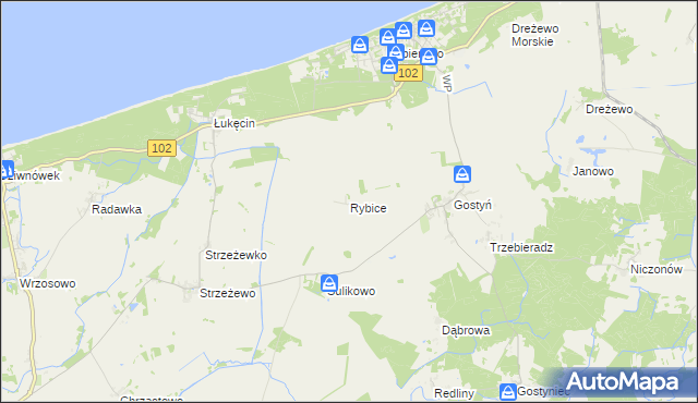 mapa Rybice, Rybice na mapie Targeo