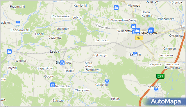 mapa Rykoszyn, Rykoszyn na mapie Targeo