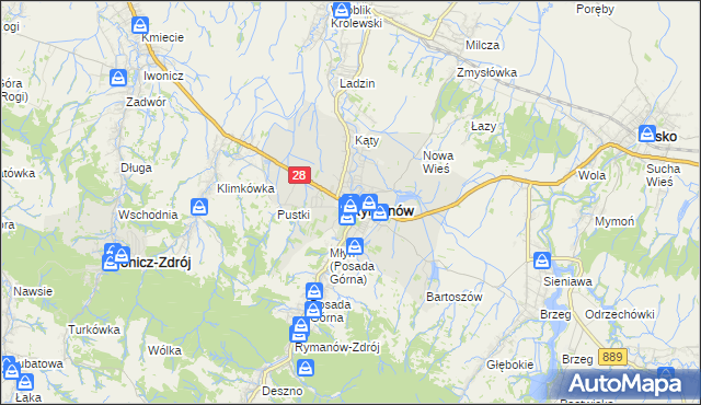 mapa Rymanów, Rymanów na mapie Targeo