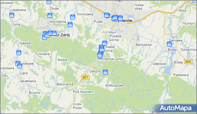 mapa Rymanów-Zdrój, Rymanów-Zdrój na mapie Targeo