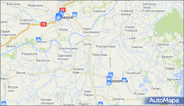 mapa Rząchowa, Rząchowa na mapie Targeo