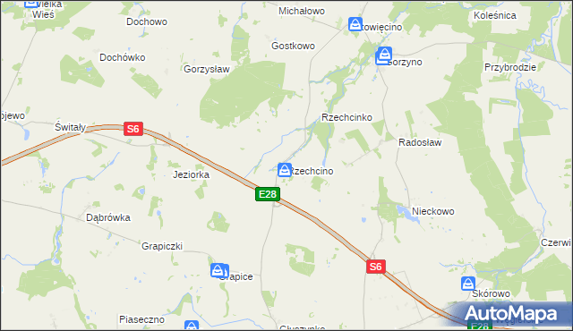 mapa Rzechcino, Rzechcino na mapie Targeo