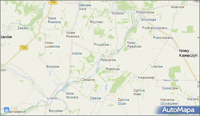 mapa Rzeczków gmina Skierniewice, Rzeczków gmina Skierniewice na mapie Targeo