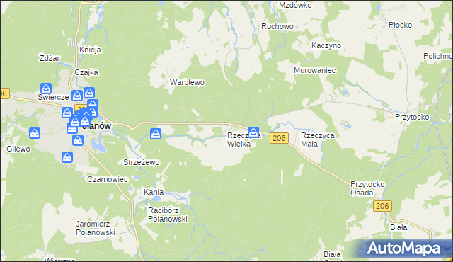 mapa Rzeczyca Wielka, Rzeczyca Wielka na mapie Targeo