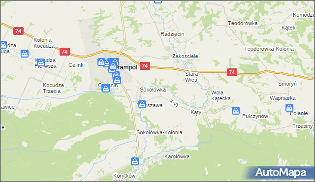 mapa Rzeczyce gmina Frampol, Rzeczyce gmina Frampol na mapie Targeo