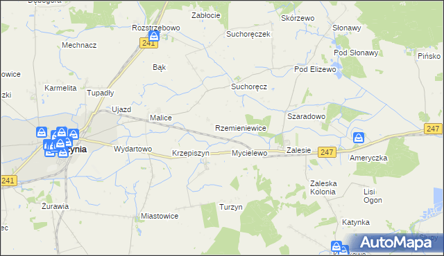 mapa Rzemieniewice gmina Szubin, Rzemieniewice gmina Szubin na mapie Targeo