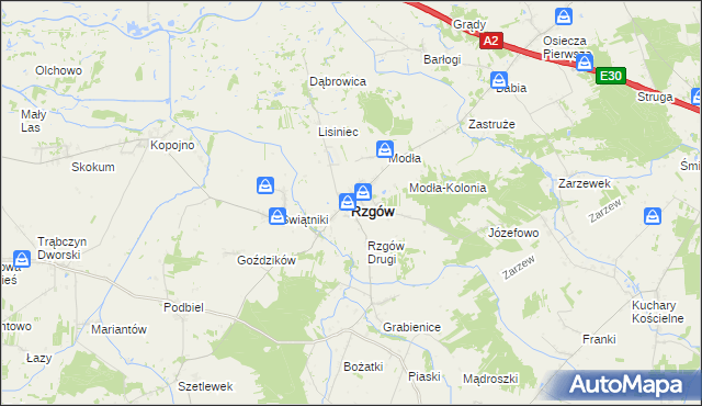 mapa Rzgów powiat koniński, Rzgów powiat koniński na mapie Targeo