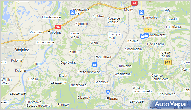 mapa Rzuchowa, Rzuchowa na mapie Targeo