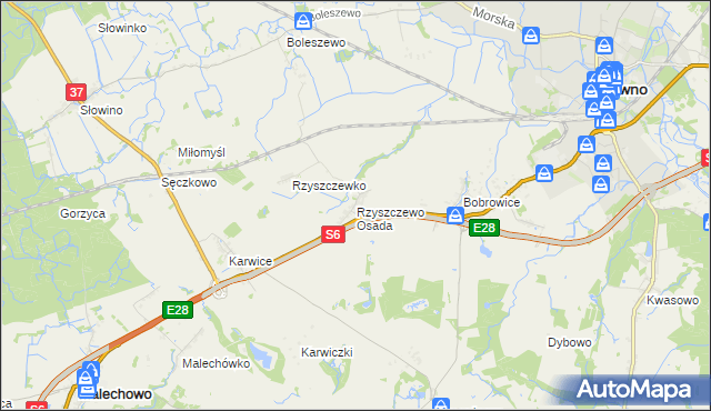 mapa Rzyszczewo Osada, Rzyszczewo Osada na mapie Targeo