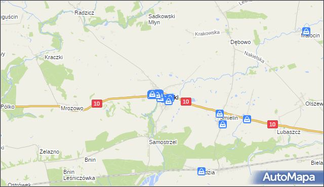 mapa Sadki powiat nakielski, Sadki powiat nakielski na mapie Targeo