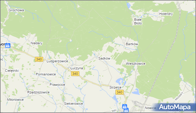 mapa Sadków gmina Dobroszyce, Sadków gmina Dobroszyce na mapie Targeo