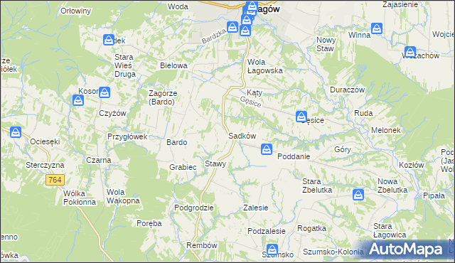 mapa Sadków gmina Łagów, Sadków gmina Łagów na mapie Targeo