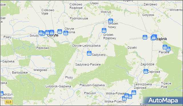 mapa Sadykierz gmina Obryte, Sadykierz gmina Obryte na mapie Targeo
