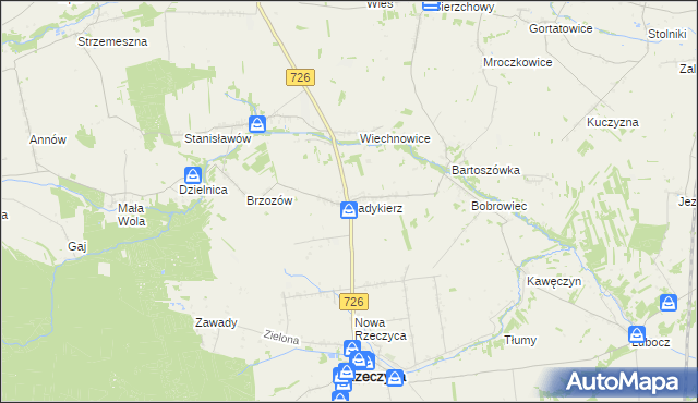 mapa Sadykierz gmina Rzeczyca, Sadykierz gmina Rzeczyca na mapie Targeo