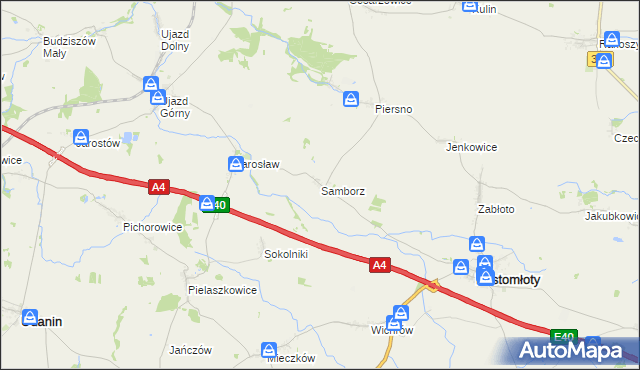 mapa Samborz gmina Kostomłoty, Samborz gmina Kostomłoty na mapie Targeo