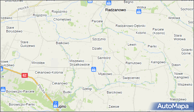 mapa Sambórz gmina Słupno, Sambórz gmina Słupno na mapie Targeo