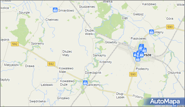 mapa Sarkajmy, Sarkajmy na mapie Targeo