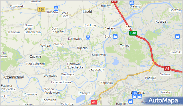mapa Ściejowice, Ściejowice na mapie Targeo