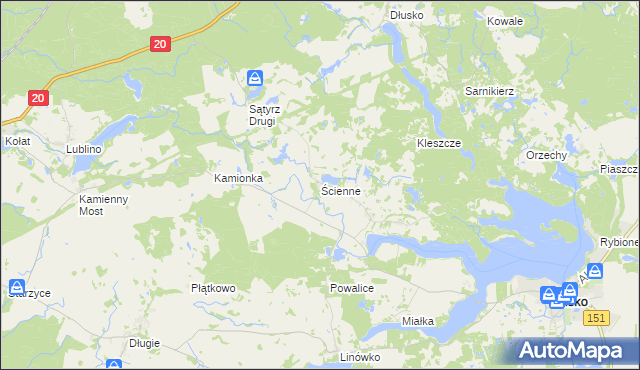 mapa Ścienne, Ścienne na mapie Targeo