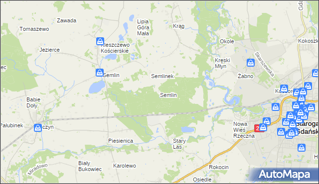 mapa Semlin gmina Starogard Gdański, Semlin gmina Starogard Gdański na mapie Targeo