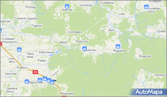 mapa Serbinów, Serbinów na mapie Targeo