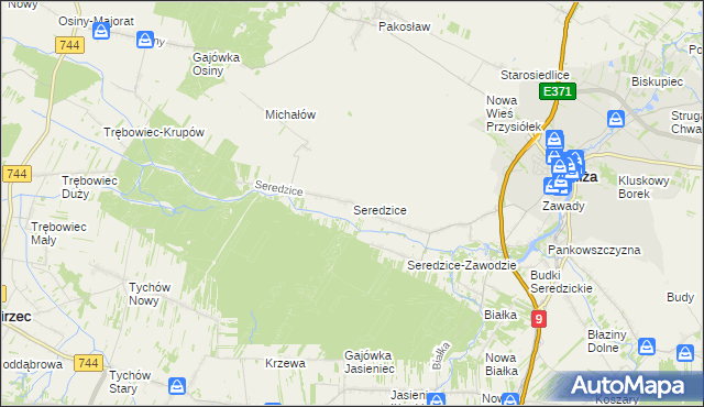 mapa Seredzice, Seredzice na mapie Targeo