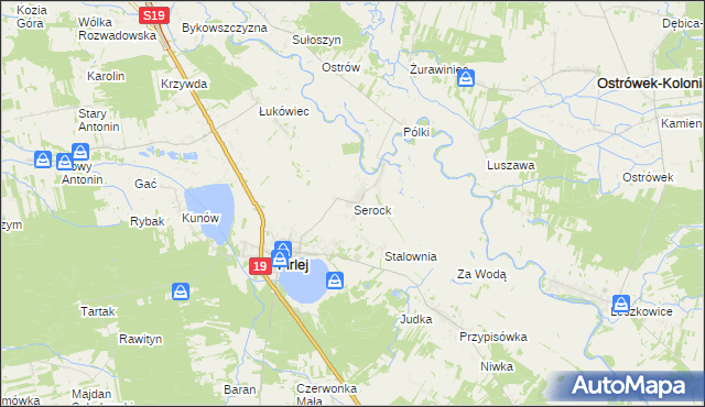 mapa Serock gmina Firlej, Serock gmina Firlej na mapie Targeo