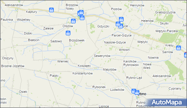 mapa Sewerynów gmina Iłów, Sewerynów gmina Iłów na mapie Targeo
