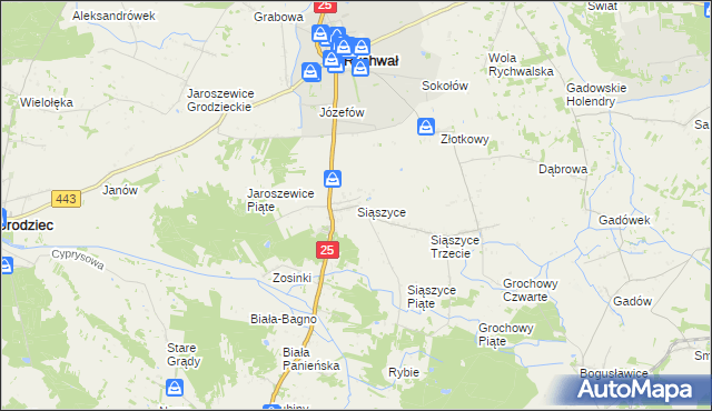 mapa Siąszyce, Siąszyce na mapie Targeo