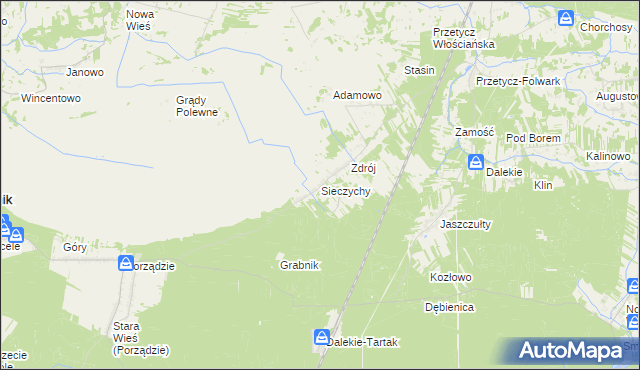 mapa Sieczychy, Sieczychy na mapie Targeo