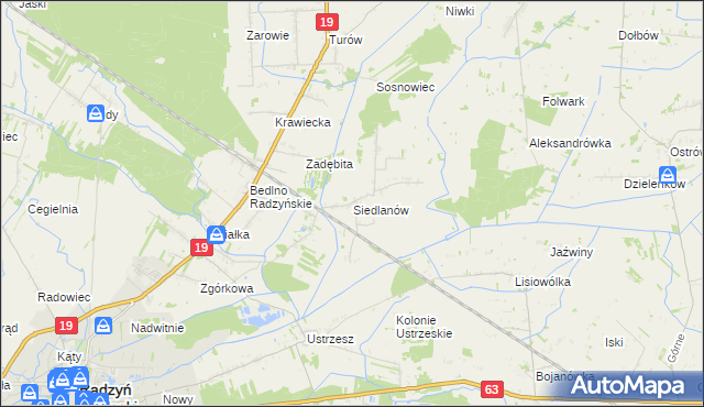 mapa Siedlanów, Siedlanów na mapie Targeo