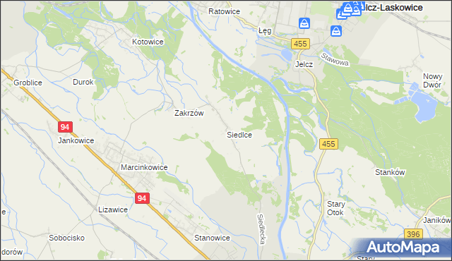 mapa Siedlce gmina Oława, Siedlce gmina Oława na mapie Targeo