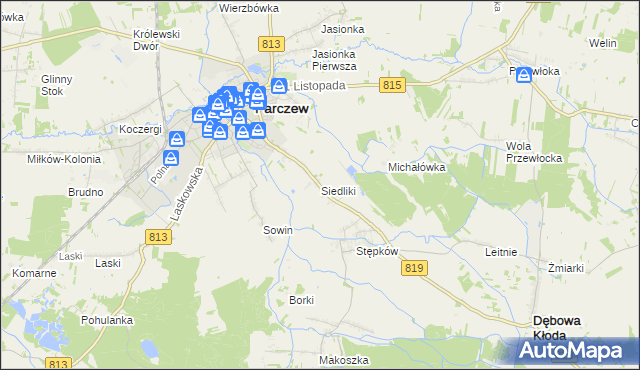 mapa Siedliki, Siedliki na mapie Targeo
